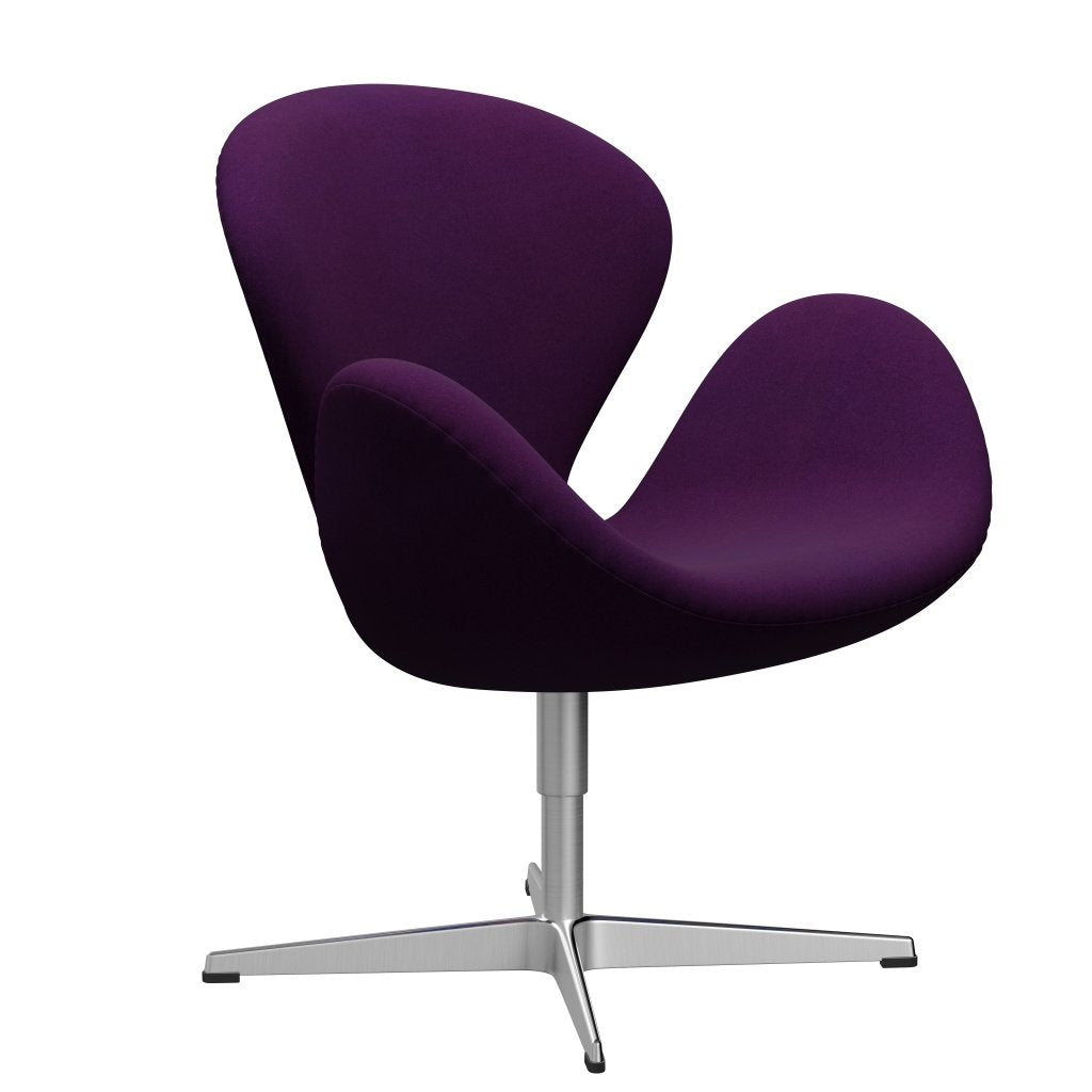 Fritz Hansen Swan Lounge Chair, Satin Brushed Aluminium/Divina Violet (696)