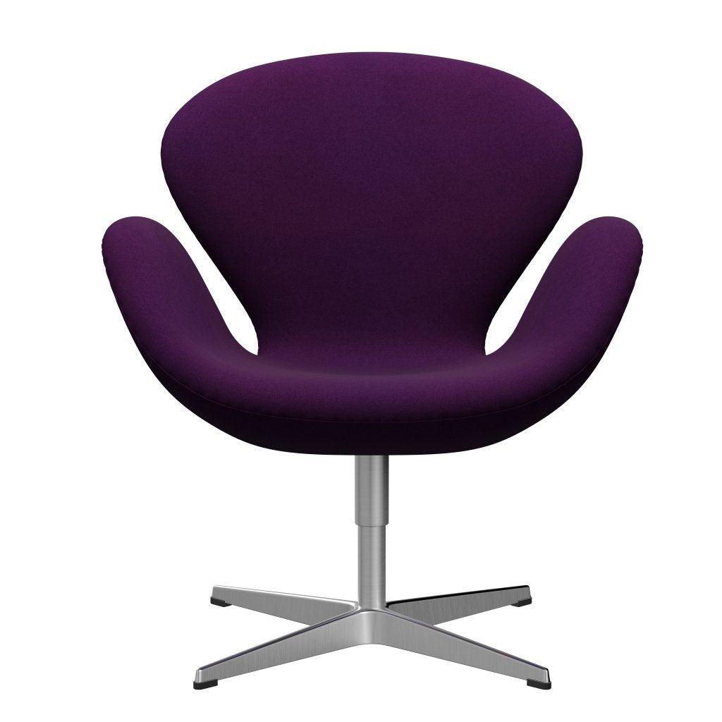 Fritz Hansen Swan Lounge Chair, Satin Brushed Aluminium/Divina Violet (696)