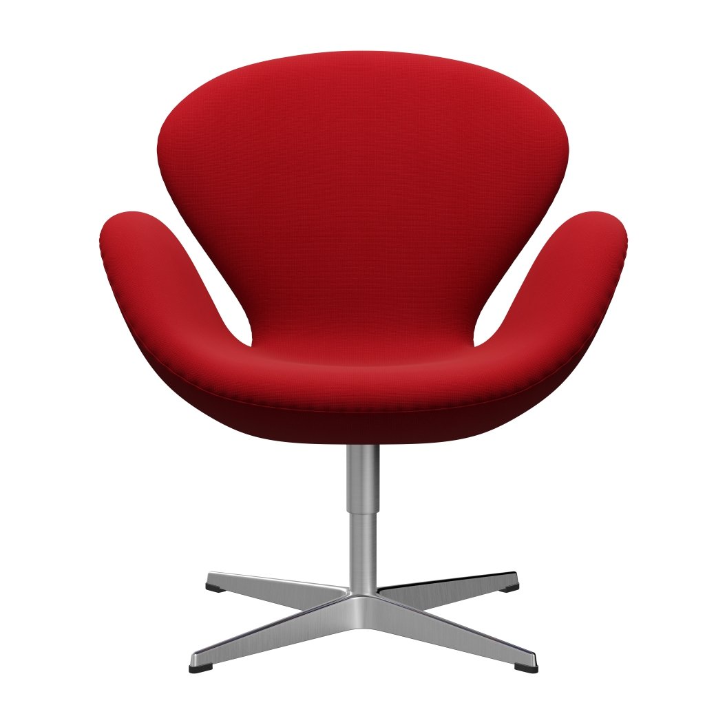 Fritz Hansen Swan Lounge Chair, Satin Brushed Aluminium/Fame Red (64089)