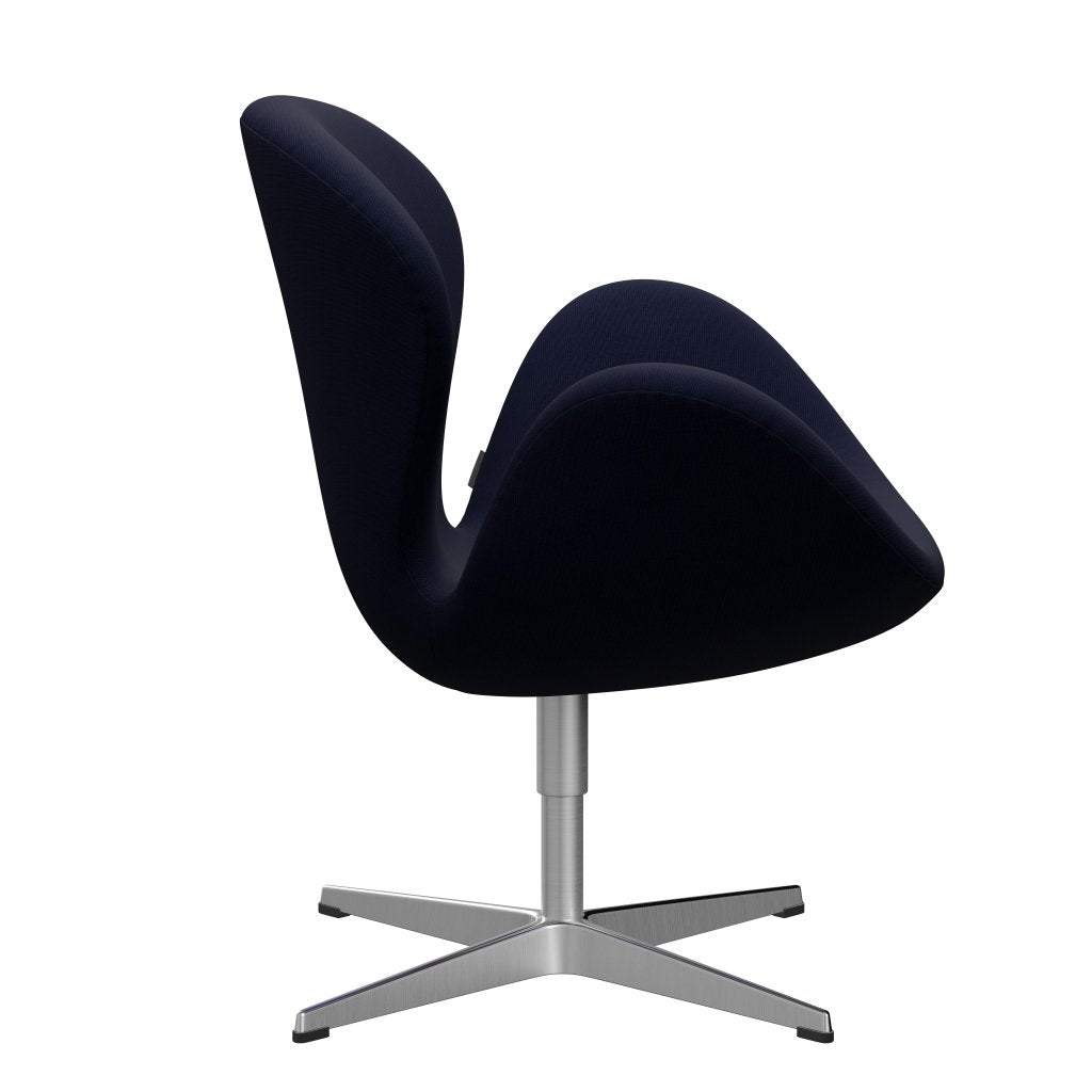 Fritz Hansen Swan Lounge Chair, Satin Brushed Aluminium/Fame Black Blue