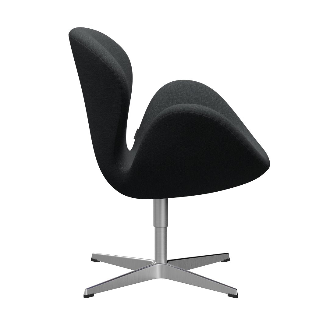 Fritz Hansen Swan Lounge Chair, Satin Brushed Aluminium/Fiord Dark Grey Multicoloured