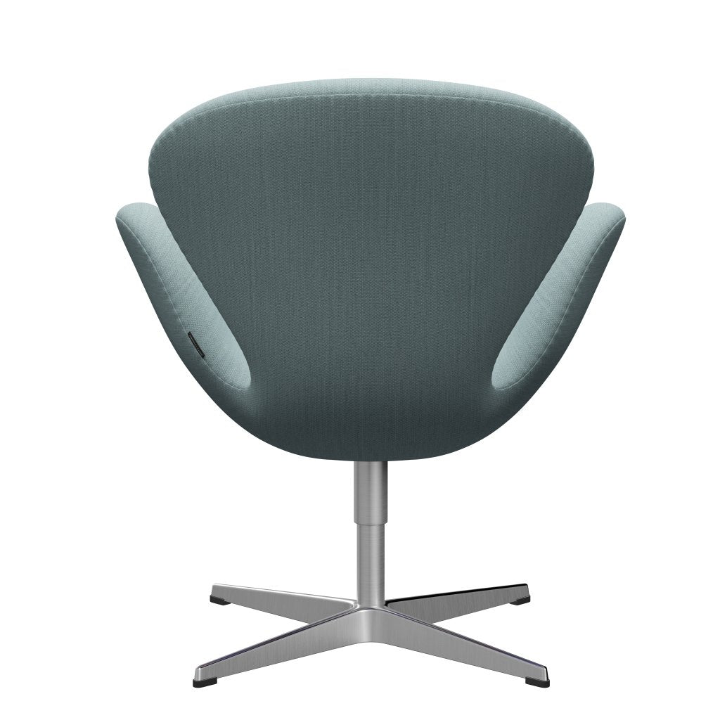 Fritz Hansen Swan Lounge Chair, Satin Brushed Aluminium/Fiord Light Blue/Stone