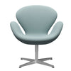 Fritz Hansen Swan Lounge stol, satin børstet aluminium/fiord lyseblå/sten