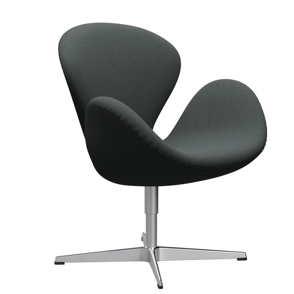 Fritz Hansen Swan Lounge Chair, Satin Brushed Aluminium/Fiord Medium Grey/Dark Grey
