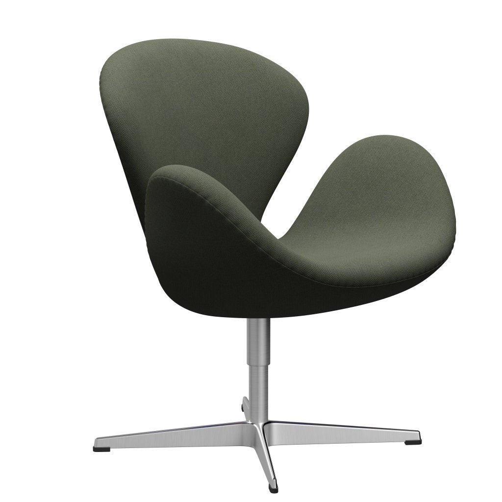 Fritz Hansen Swan Lounge Chair, Satin Brushed Aluminium/Fiord Olive Green/Medium Green