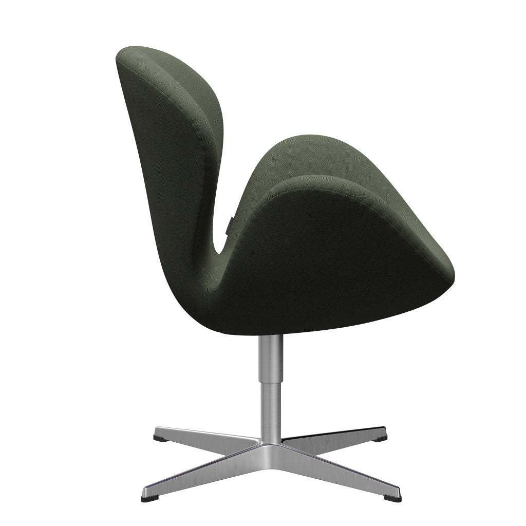 Fritz Hansen Swan Lounge stol, satin børstet aluminium/fiord olivengrøn/medium grøn
