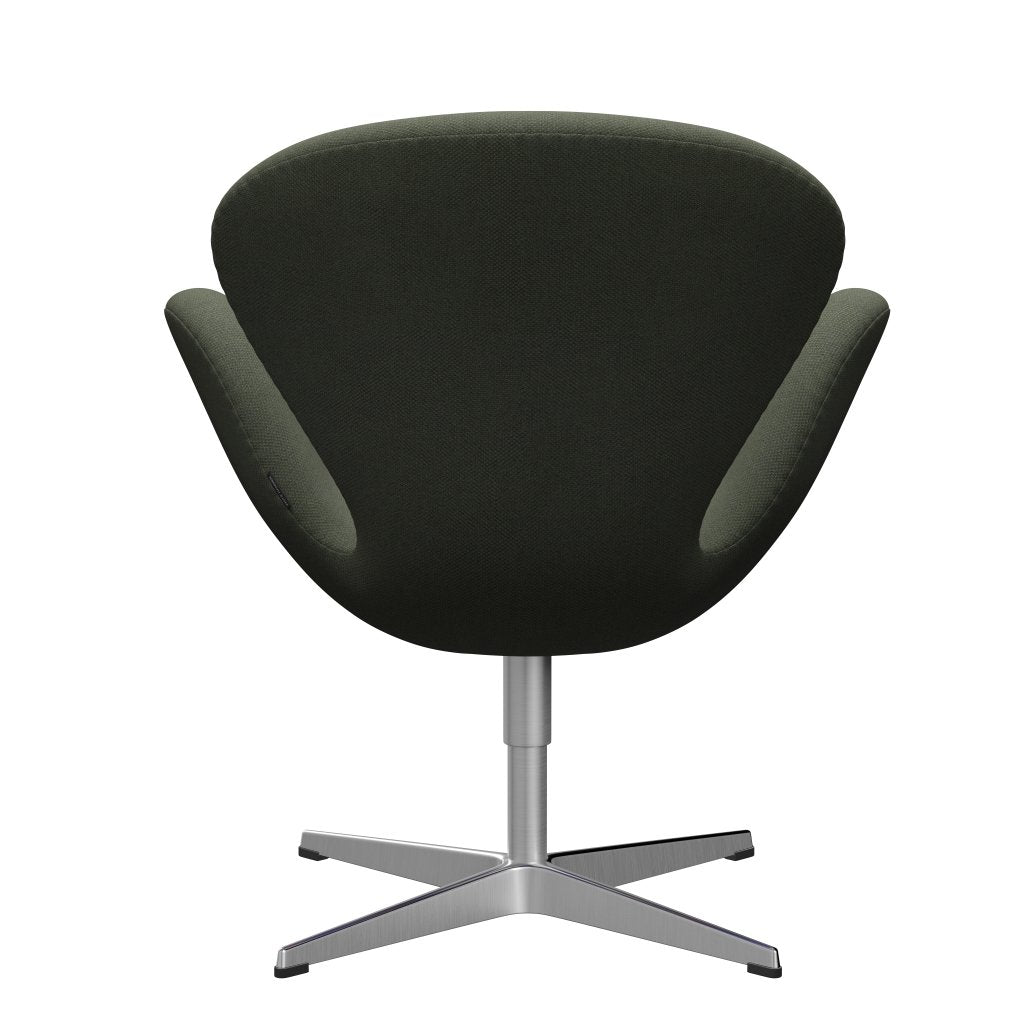 Fritz Hansen Swan Lounge Chair, Satin Brushed Aluminium/Fiord Olive Green/Medium Green