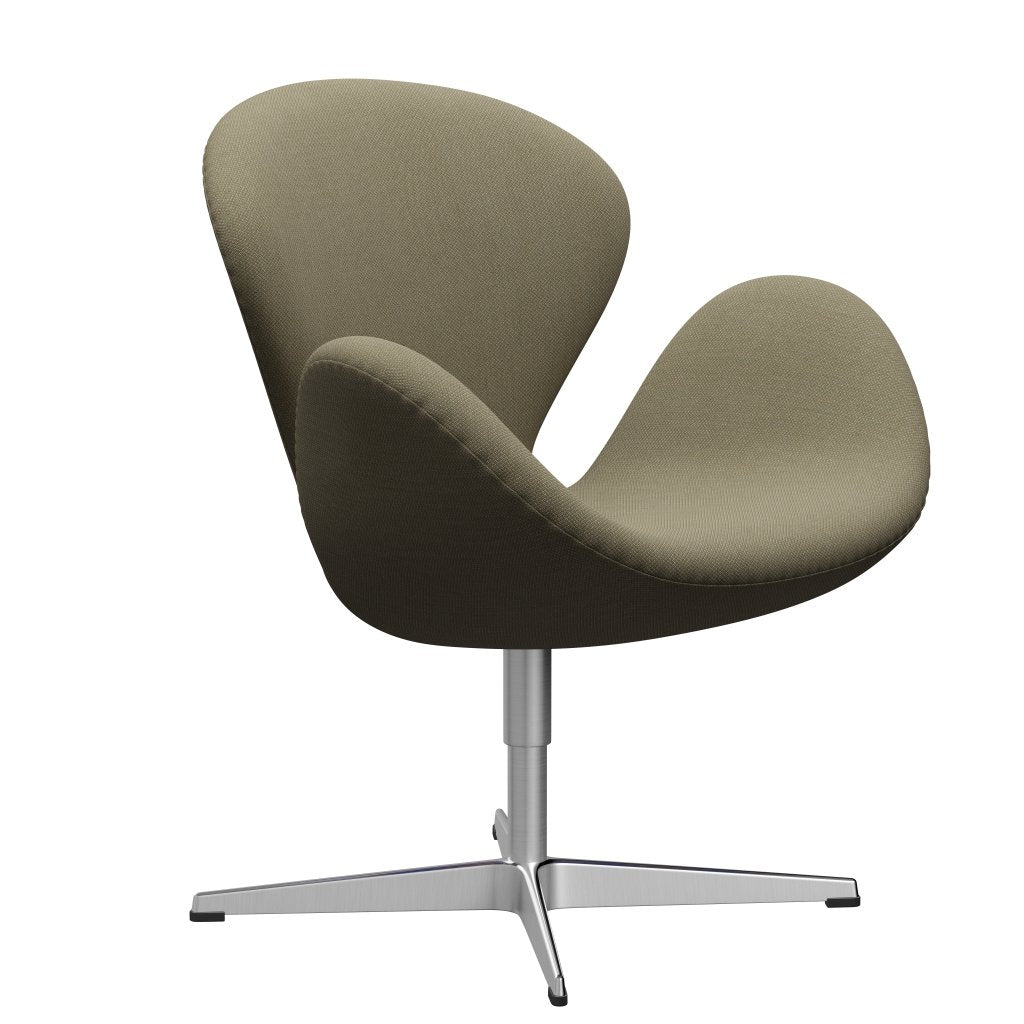 Fritz Hansen Swan Lounge stol, satin børstet aluminium/fiord olivengrøn/sten