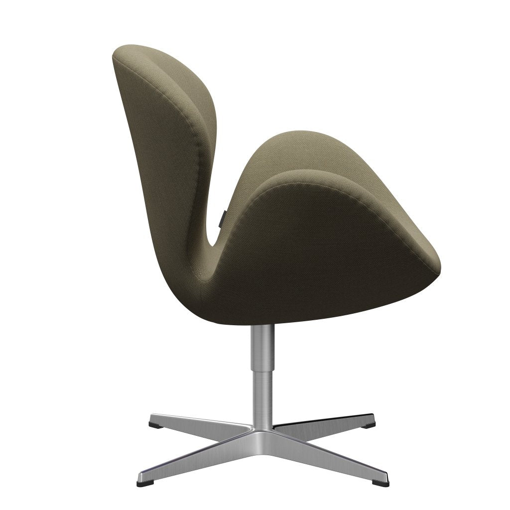 Fritz Hansen Swan Lounge Chair, Satin Brushed Aluminium/Fiord Olive Green/Stone