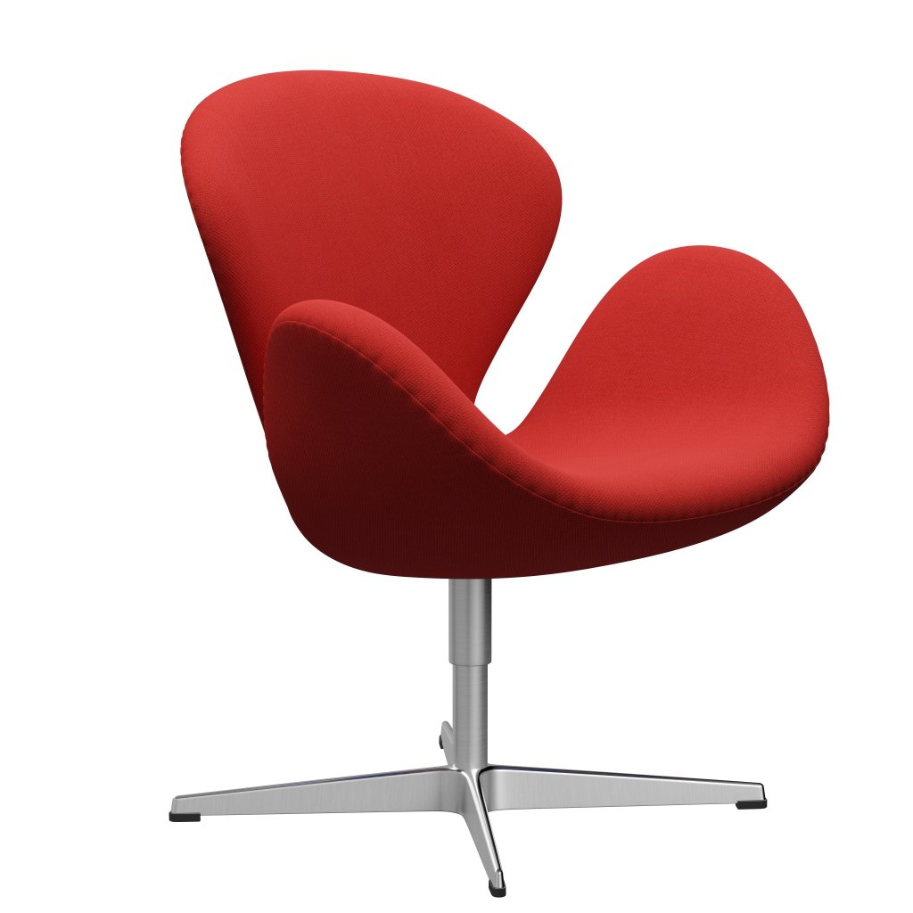 Fritz Hansen Swan Lounge stol, satin børstet aluminium/fiord rød/mursten