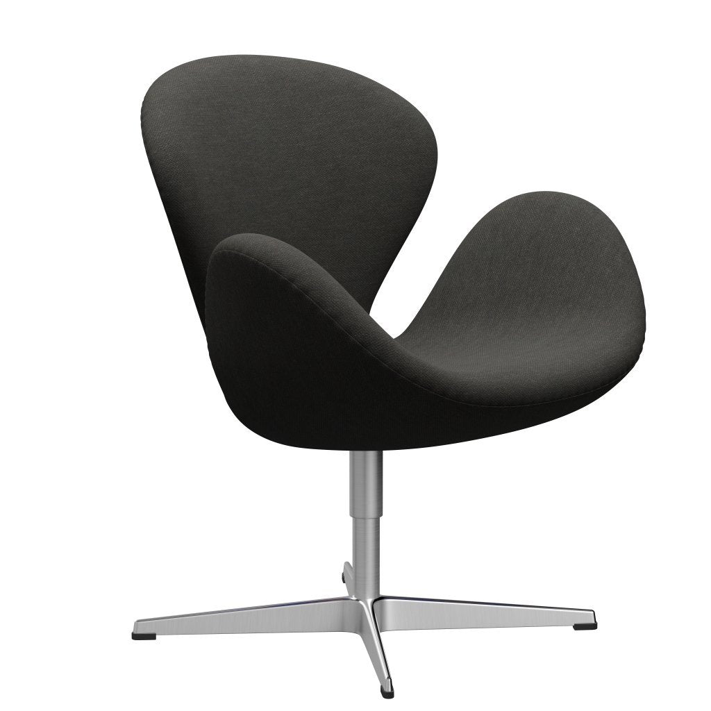 Fritz Hansen Swan Lounge stol, satin børstet aluminium/fiord sort/brun
