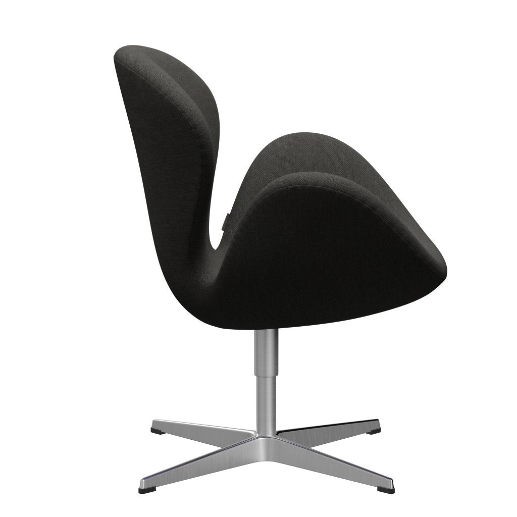 Fritz Hansen Swan Lounge Chair, Satin Brushed Aluminium/Fiord Black/Brown