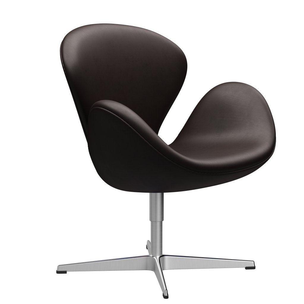 Fritz Hansen Swan Lounge stol, satin børstet aluminium/nåde mørkebrun
