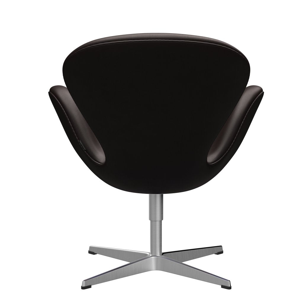 Fritz Hansen Swan Lounge stol, satin børstet aluminium/nåde mørkebrun