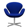 Fritz Hansen Swan Lounge Chair, Satin Brushed Aluminium/Hallingdal Blue