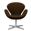 Fritz Hansen Swan Lounge Chair, Satingbrushed Aluminium/Hallingdal Brown