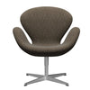 Fritz Hansen Swan Lounge Chair, Satin Brushed Aluminium/Hallingdal Brown/Grey