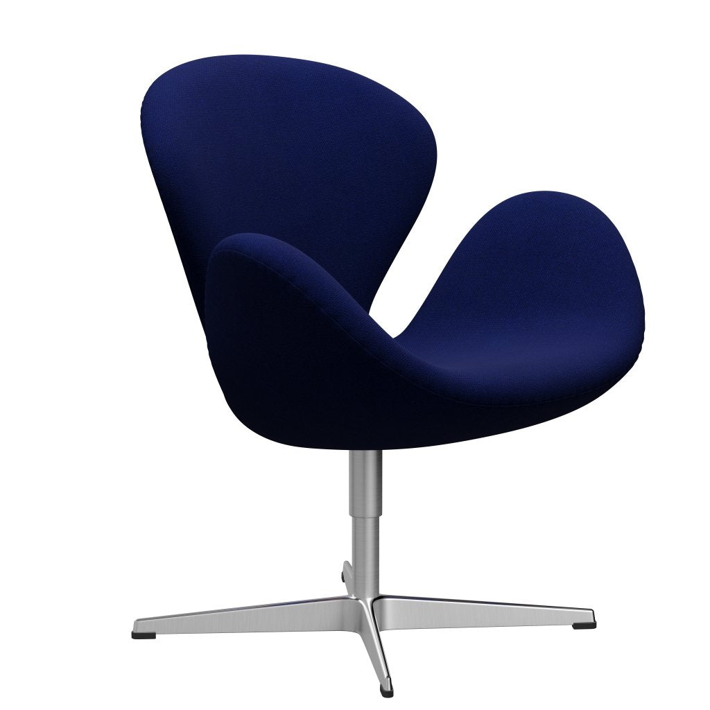Fritz Hansen Swan Lounge stol, satingbørstet aluminium/Hallingdal mørkeblå