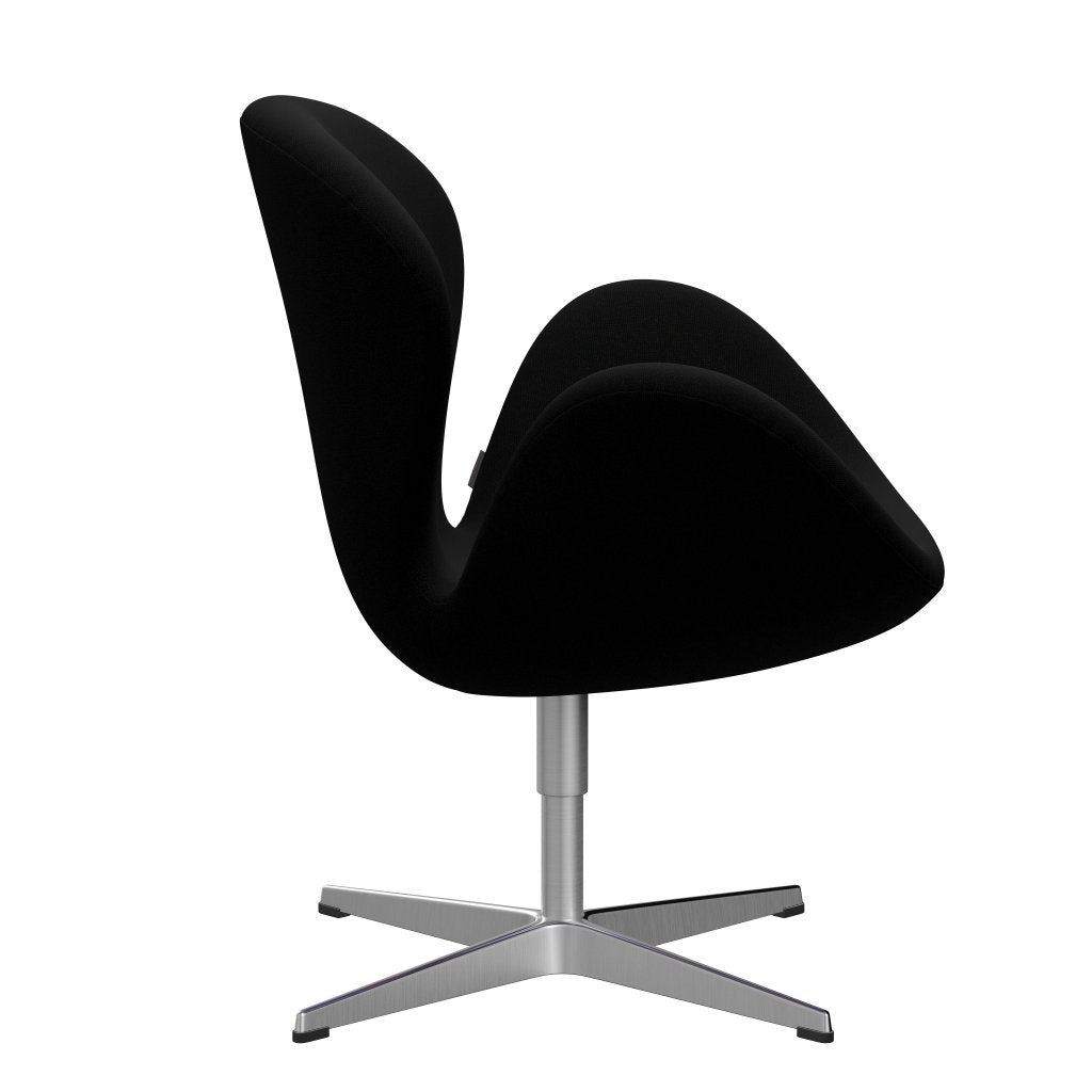 Fritz Hansen Swan Lounge Chair, Satin Brushed Aluminium/Hallingdal Black