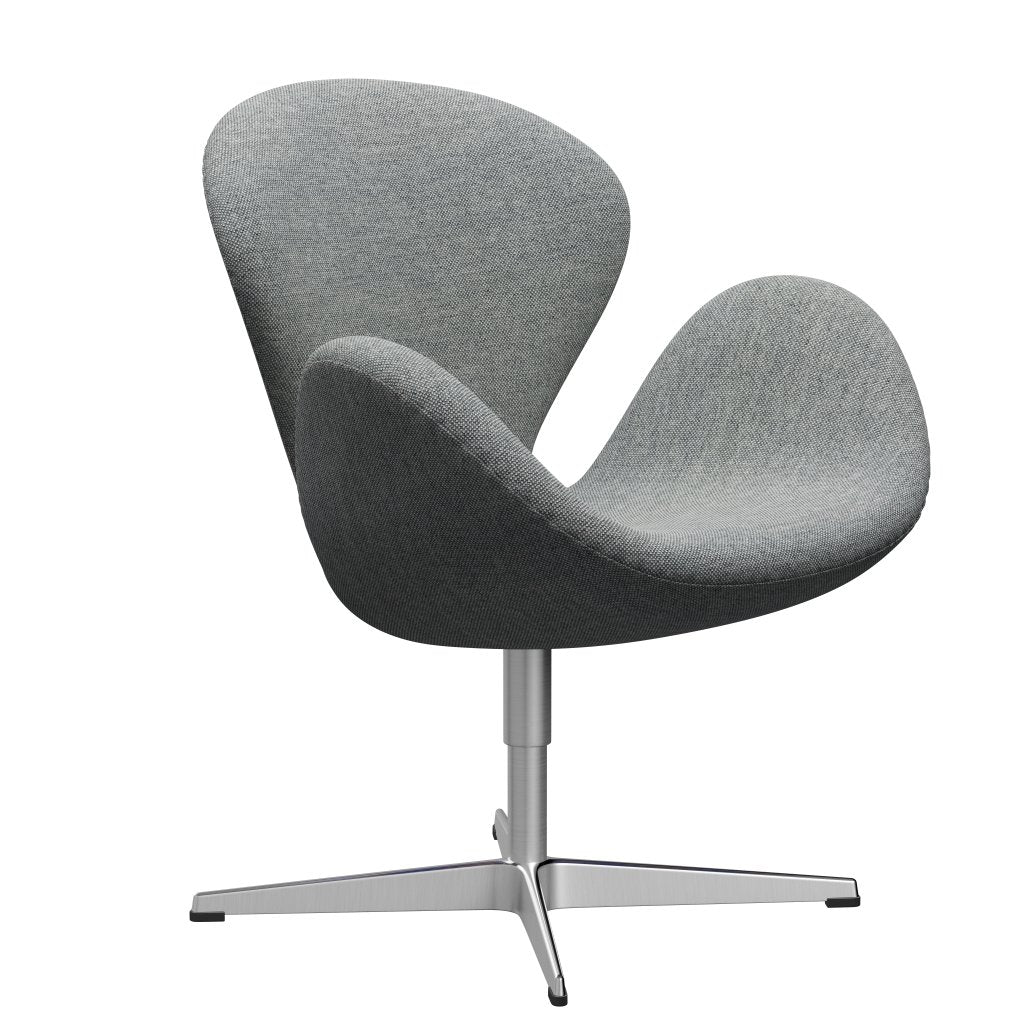 Fritz Hansen Swan Lounge stol, satin børstet aluminium/Hallingdal hvid grå