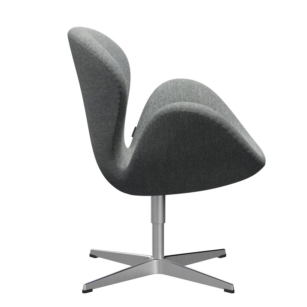 Fritz Hansen Swan Lounge Chair, Satin Brushed Aluminium/Hallingdal White Grey