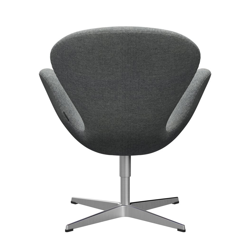Fritz Hansen Swan Lounge Chair, Satin Brushed Aluminium/Hallingdal White Grey