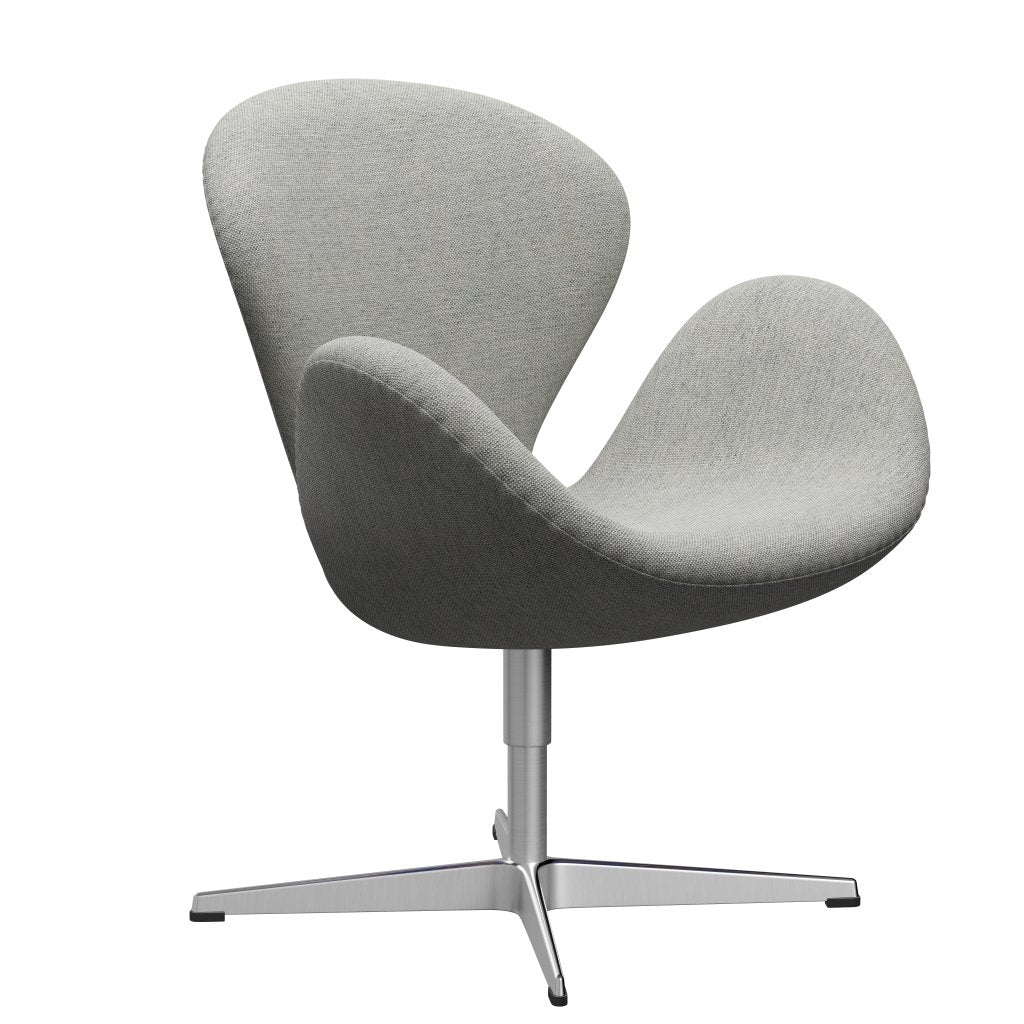 Fritz Hansen Swan Lounge stol, satin børstet aluminium/Hallingdal hvid/grå