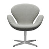 Fritz Hansen Swan Lounge Chair, Satin Brushed Aluminium/Hallingdal White/Grey