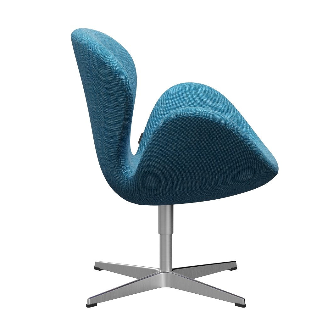 Fritz Hansen Swan Lounge Chair, Satingbrushed Aluminium/Hallingdal White/Turquoise