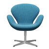 Fritz Hansen Swan Lounge Chair, Satingbrushed Aluminium/Hallingdal White/Turquoise
