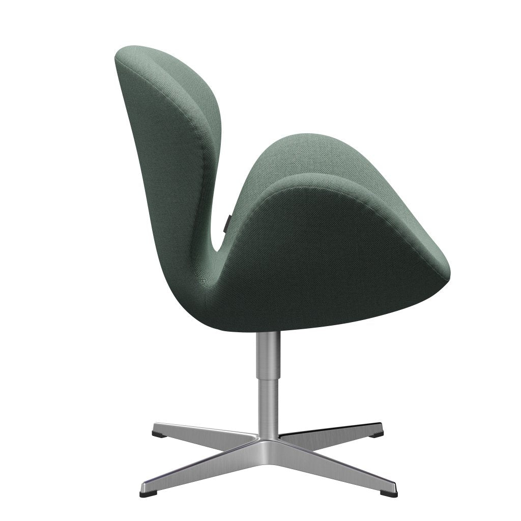 Fritz Hansen Swan Lounge Chair, Satin Brushed Aluminium/Re Wool Aqua/Natural