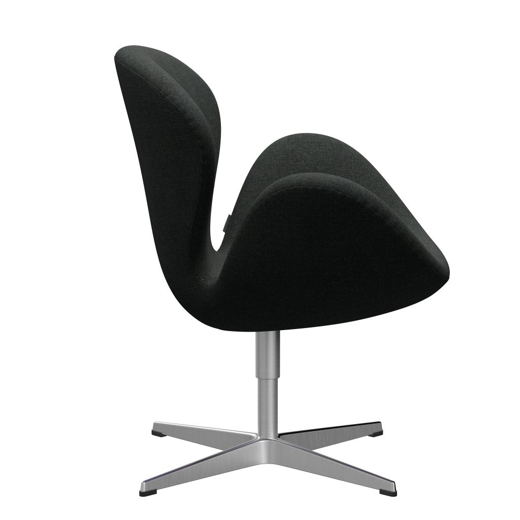 Fritz Hansen Swan Lounge Chair, Satin Brushed Aluminium/Re Wool Black/Natural