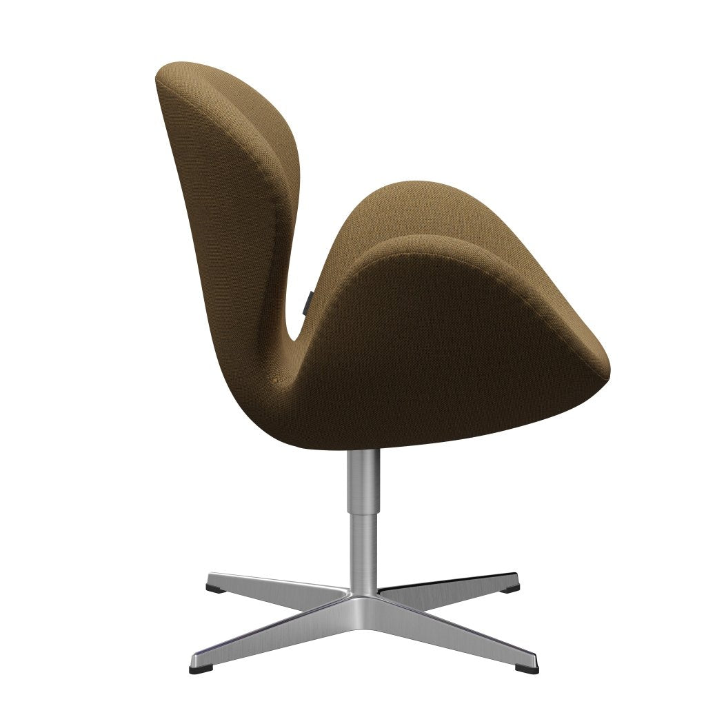 Fritz Hansen Swan Lounge Chair, Satin Brushed Aluminium/Re Wool Mustard/Natural