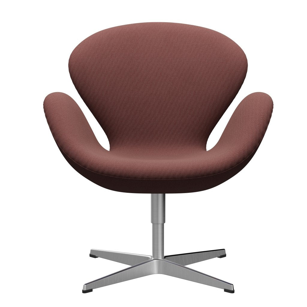 Fritz Hansen Swan Lounge Chair, Satin Brushed Aluminium/Rims Dark Red/Grey