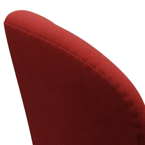 Fritz Hansen Swan Lounge Chair, Satin Brushed Aluminium/Rims Light Red/Dark Red