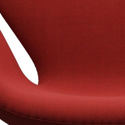 Fritz Hansen Swan Lounge Chair, Satin Brushed Aluminium/Rims Light Red/Dark Red