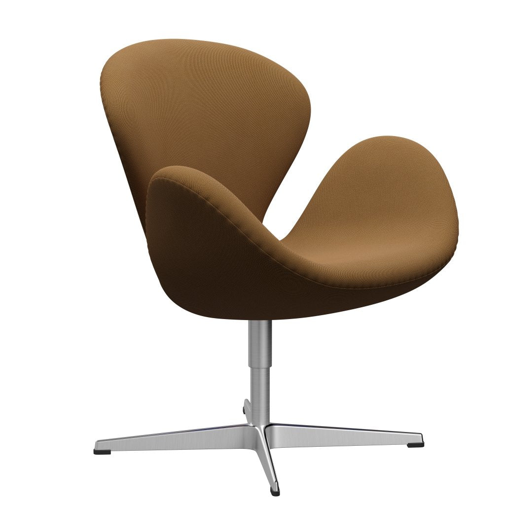 Fritz Hansen Swan Lounge Chair, Satin Brushed Aluminium/Rime Delicate Orange/Dark Grey