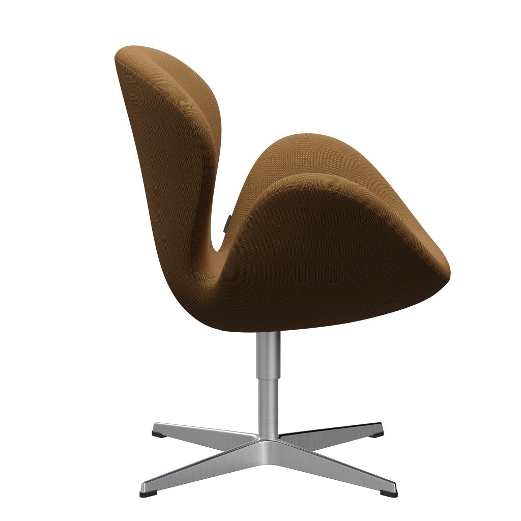 Fritz Hansen Swan Lounge Chair, Satin Brushed Aluminium/Rime Delicate Orange/Dark Grey