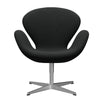 Fritz Hansen Swan Lounge Chair, Satin Brushed Aluminium/Steelcut Dark Brown (380)