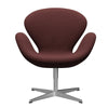 Fritz Hansen Swan Lounge stol, satin børstet aluminium/stålcut mørkebrun (655)