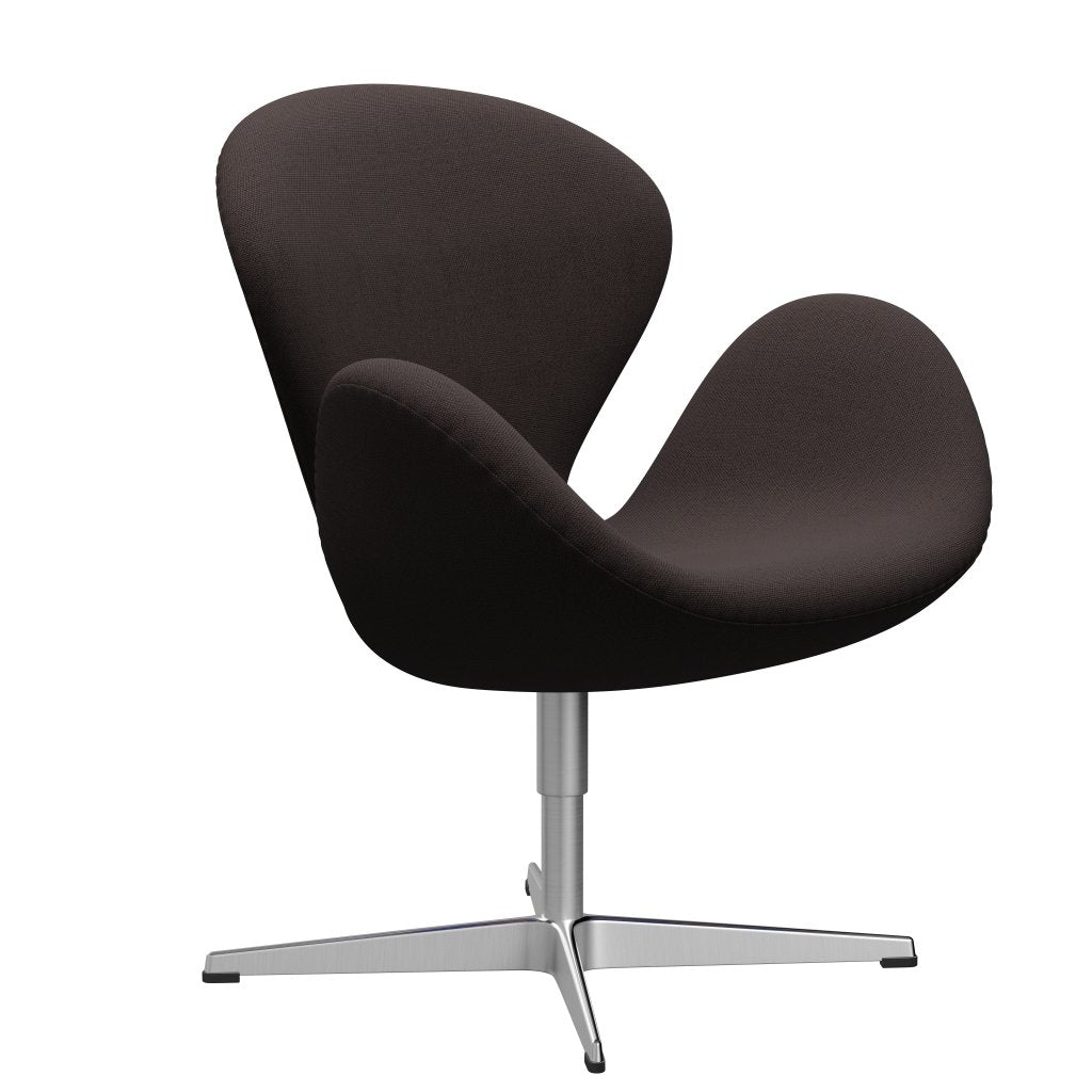 Fritz Hansen Swan Lounge stol, satin børstet aluminium/stålcut mørk jord brun