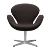 Fritz Hansen Swan Lounge stol, satin børstet aluminium/stålcut mørk jord brun