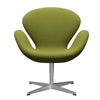 Fritz Hansen Swan Lounge Chair, Satin Brushed Aluminium/Steelcut Light Military Green