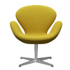 Fritz Hansen Swan Lounge Chair, Satin Brushed Aluminium/Steelcut Light Green/Yellow