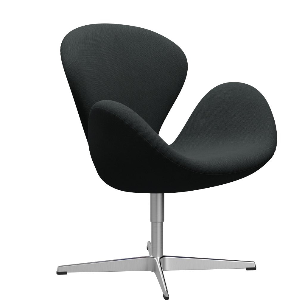 Fritz Hansen Swan Lounge Chair, Satin Brushed Aluminium/Steelcut Carbon