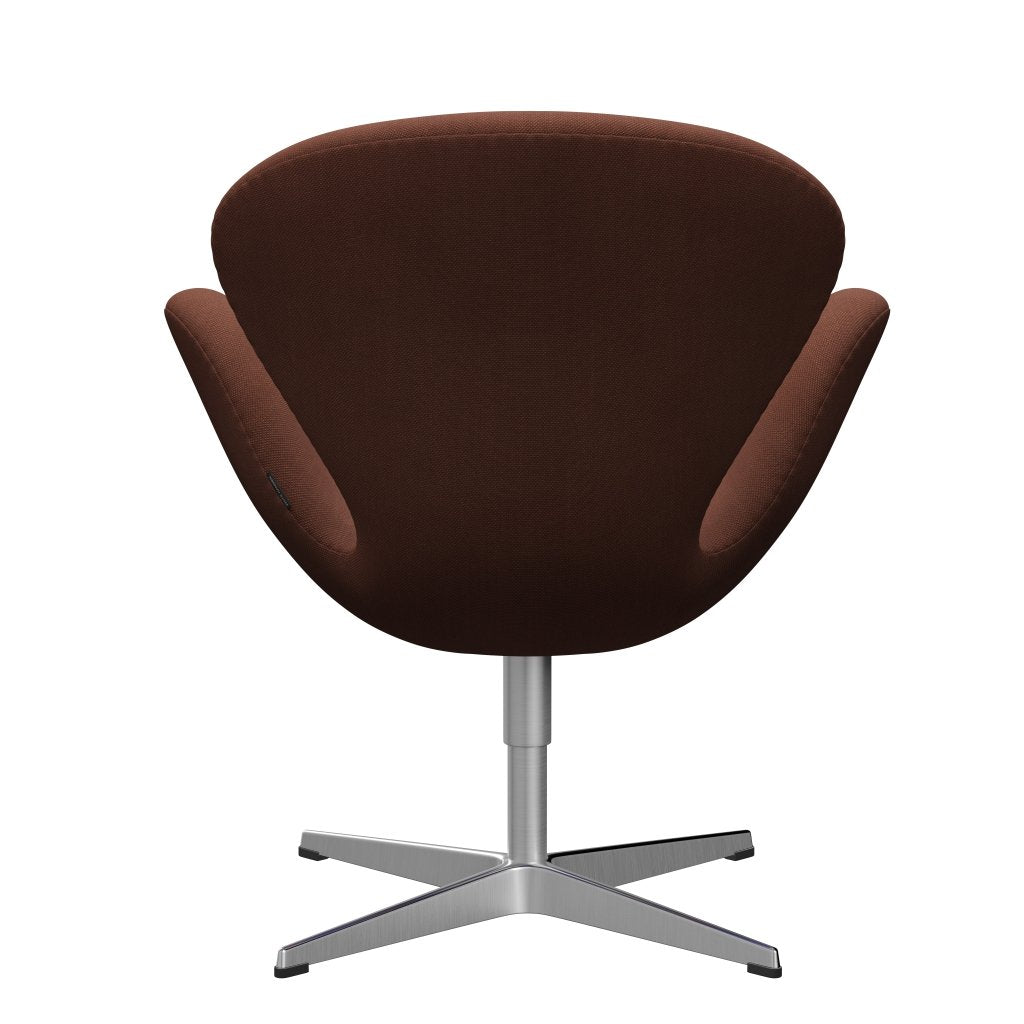 Fritz Hansen Swan Lounge Chair, Satin Brushed Aluminium/Steelcut Medium Brown