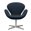 Fritz Hansen Swan Lounge Chair, Satin Brushed Aluminium/Steelcut Navy Blue