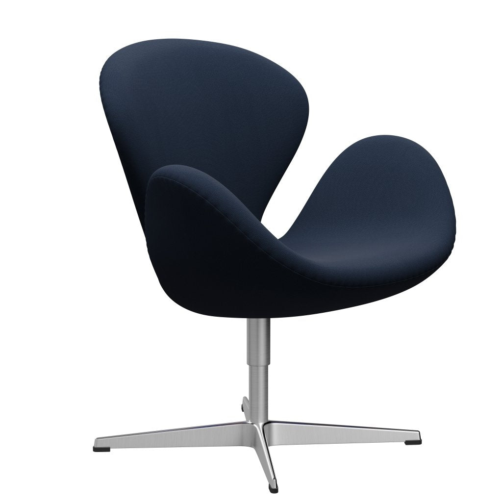 Fritz Hansen Swan Lounge Chair, Satin Brushed Aluminium/Steelcut Ocean Blue Dark