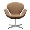 Fritz Hansen Swan Lounge Chair, Satin Brushed Aluminium/Steelcut Sand Dark/Beige
