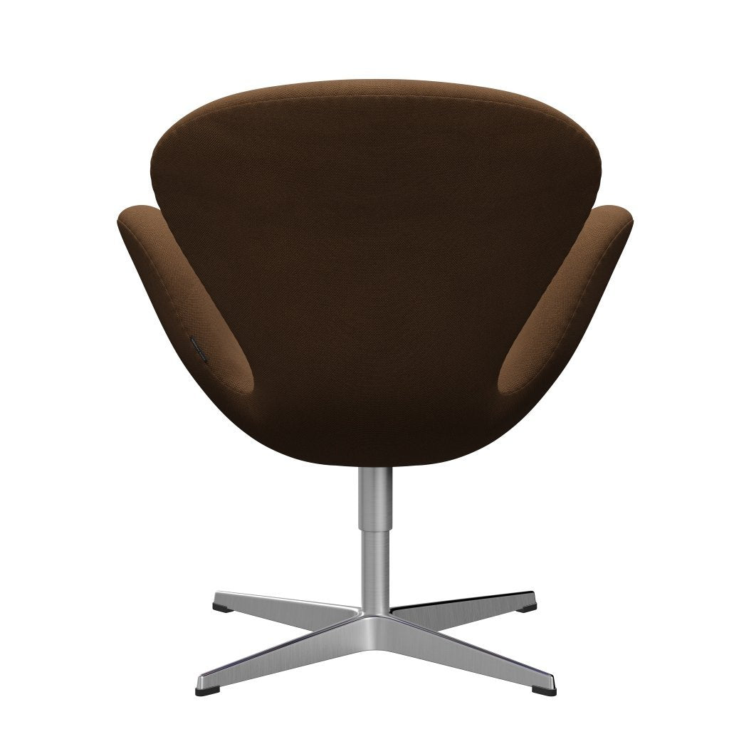 Fritz Hansen Swan Lounge stol, satin børstet aluminium/stålcut chokoladelys